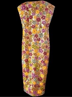 Viviana Sequin Floral Strapless Cocktail Dress The Population Purple Pink NWOT